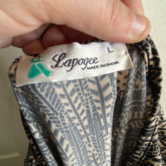 Lapogee Bell Sleeve Boho Elastic Waist Earthy Maxi Dress, size L - Picture 8 of 14